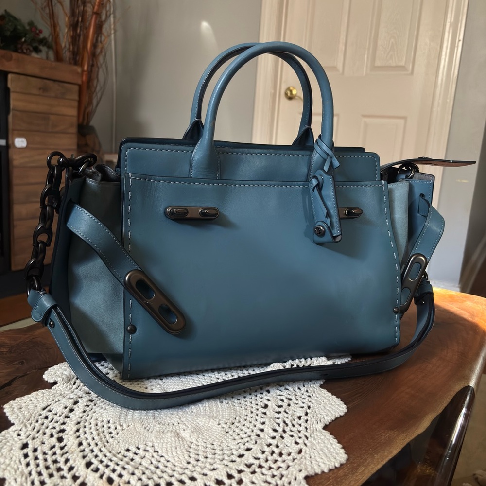 Coach Double Swagger RARE COLOR Blue Chambray